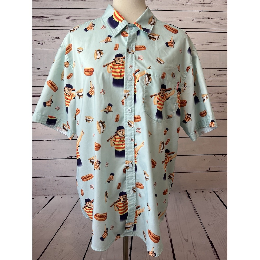 RSVLTS The Sandlot Shirt Baseball Large Ham Porter Smores Button Up Movie Art